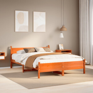 vidaXL Bedframe zonder matras massief grenenhout wasbruin 160x200 cm