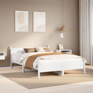 vidaXL Bedframe zonder matras massief grenenhout wit 150x200 cm