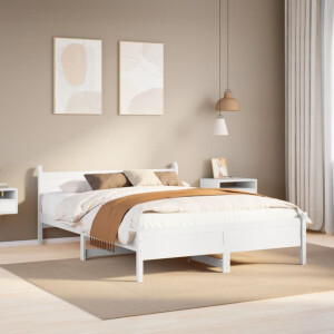 vidaXL Bedframe zonder matras massief grenenhout wit 140x200 cm