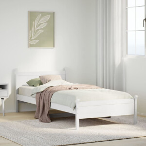 vidaXL Bedframe zonder matras massief grenenhout wit 75x190 cm