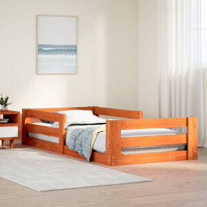 vidaXL Bedframe zonder matras massief grenenhout wasbruin 75x190 cm