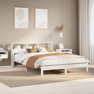 vidaXL Bed met boekenkast zonder matras grenenhout wit 120x190 cm