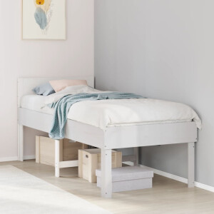 vidaXL Bedframe zonder matras massief grenenhout wit 90x200 cm