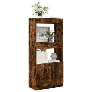 vidaXL Hoge kast 63x33x140 cm bewerkt hout gerookt eikenkleurig