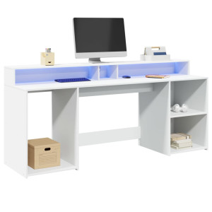 vidaXL Bureau met LED-verlichting 200x55x91 cm bewerkt hout wit