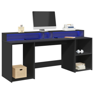 vidaXL Bureau met LED-verlichting 200x55x91 cm bewerkt hout zwart