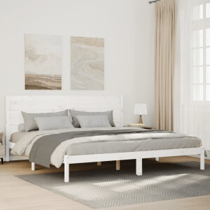 vidaXL Bedframe extra lang zonder matras massief hout wit 180x220 cm