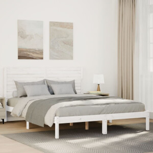 vidaXL Bedframe extra lang zonder matras massief hout wit 140x210 cm
