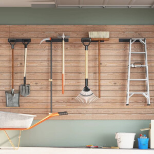 vidaXL Tuingereedschapsrekken 4 st wandmontage staal zwart