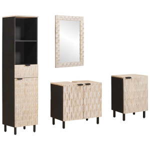 vidaXL Badkamer Sets 4 pcs Witte Was Afwerking Massief Mango Hout