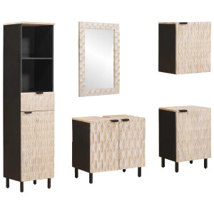 vidaXL Badkamer Sets 5 pcs Witte Was Afwerking Massief Mango Hout