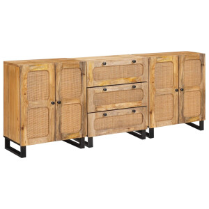 vidaXL Dressoir 3 pcs Bruin 180 x 33 x 75 cm Massief Mango Hout