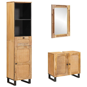 vidaXL Badkamer Sets met lade 3 pcs Naturel Massief Mango Hout