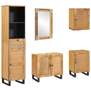 vidaXL Badkamer Sets met lade met plank Naturel Massief Mango Hout