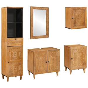 vidaXL Badkamermeubelset met lade met plank 5 pcs Bruin Bewerkt hout