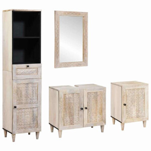 vidaXL Badkamermeubelset met lade met plank 4 pcs Wit Bewerkt hout