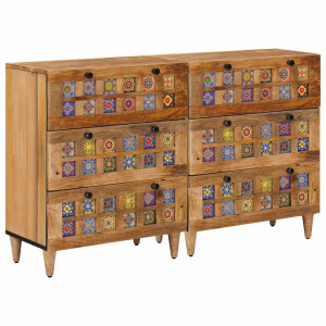 vidaXL Dressoir 2 pcs Naturel 60 x 33 x 75 cm Massief Mango Hout