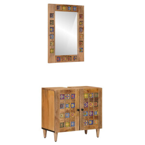 vidaXL Badkamermeubelset met opslag 2 pcs Naturel Massief Mango Hout