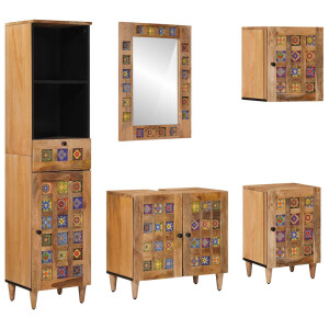 vidaXL Badkamermeubelset met lade 5 pcs Naturel Massief Mango Hout