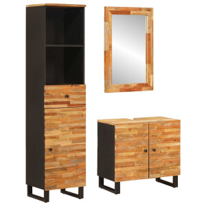 vidaXL Badkamer Sets met lade met plank Naturel Massief Mango Hout