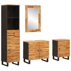 vidaXL Badkamer Sets met lade met plank Naturel Massief Mango Hout