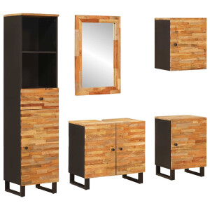 vidaXL Badkamer Sets met lade 5 pcs Naturel Massief Mango Hout