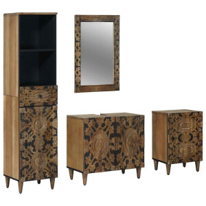 vidaXL Badkamermeubelset met lade 4 pcs Bruin Massief Mango Hout
