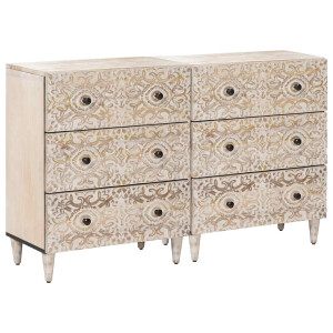 vidaXL Dressoir 2 pcs Wit 60 x 33,5 x 75 cm Massief Mango Hout