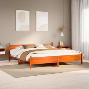 vidaXL Bedframe zonder matras massief grenenhout wasbruin 200x200 cm