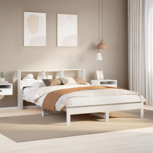 vidaXL Bedframe zonder matras massief grenenhout wit 160x200 cm