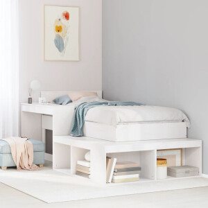 vidaXL Bedframe zonder matras massief grenenhout wit 75x190 cm