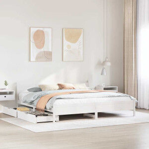 vidaXL Bedframe zonder matras massief grenenhout wit 200x200 cm