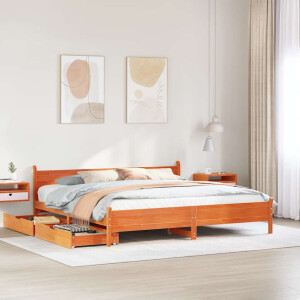 vidaXL Bedframe zonder matras massief grenenhout wasbruin 200x200 cm