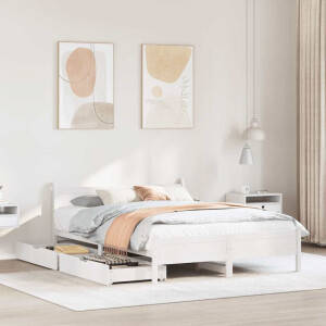 vidaXL Bedframe zonder matras massief grenenhout wit 140x200 cm