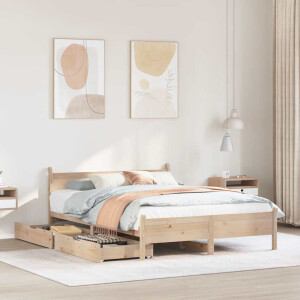 vidaXL Bedframe zonder matras massief grenenhout 135x190 cm