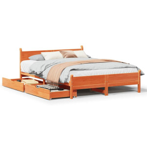 vidaXL Bedframe zonder matras massief grenenhout wasbruin 120x190 cm