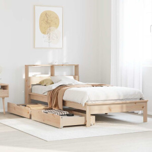 vidaXL Bed met boekenkast zonder matras massief grenenhout 90x190 cm