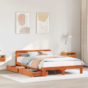 vidaXL Bedframe zonder matras massief grenenhout wasbruin 160x200 cm