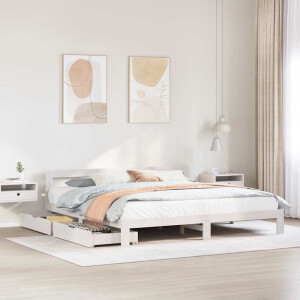 vidaXL Bedframe zonder matras massief grenenhout wit 180x200 cm