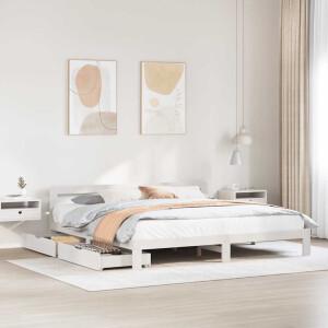 vidaXL Bedframe zonder matras massief grenenhout wit 200x200 cm