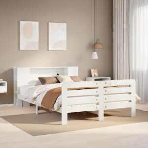 vidaXL Bedframe zonder matras massief grenenhout wit 140x200 cm