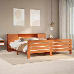 vidaXL Bedframe zonder matras massief grenenhout wasbruin 180x200 cm