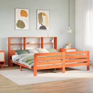 vidaXL Bedframe zonder matras massief grenenhout wasbruin 180x200 cm