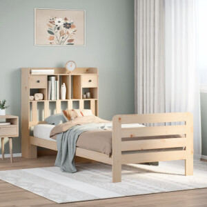 vidaXL Bed met boekenkast zonder matras massief grenenhout 90x200 cm