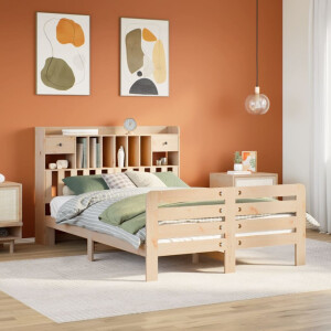 vidaXL Bed met boekenkast zonder matras massief grenenhout 140x200 cm