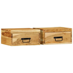 vidaXL Nachtkastjes 2 st wandgemonteerd massief acaciahout