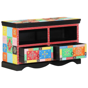 vidaXL TV-kast met lade Multikleur 80 x 35 x 50 cm Massief Mango Hout