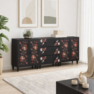 vidaXL Opslagkasten 3 st 180 x 33 x 75 cm Massief Mango Hout