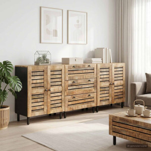 vidaXL Opslagkasten 3 st 180 x 33 x 75 cm Massief Mango Hout Naturel