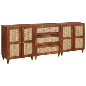 vidaXL Dressoir set 3 pcs Bruin 180 x 33 x 75 cm Massief Mango Hout